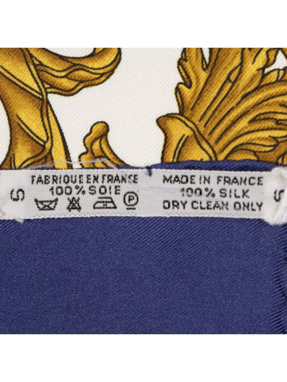 Hermes Scarf Navy Gold White Twill Silk - Picture 5 of 5